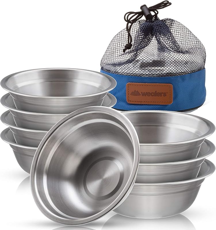 Set 6 cuencos acero inox redondos sin BPA con bolsa viaje