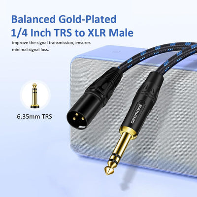 Cable TRS XLR a 1/4 pulg 33pies para tambor eléctrico
