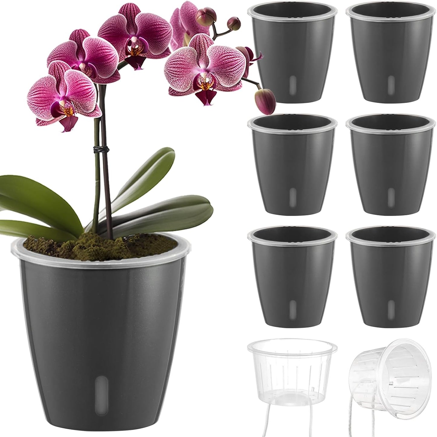 Macetas autoriego 5pulg con drenaje set 6 para violeta africana