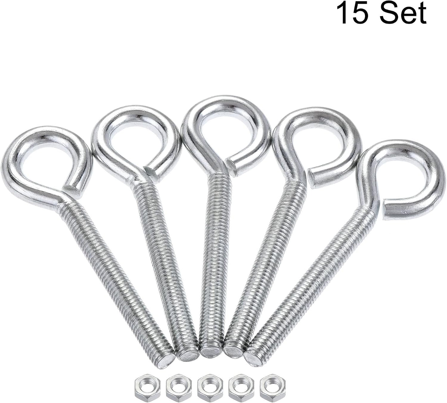 Juego 15 Pzas Gancho Metal Acero Carbono con Tuercas