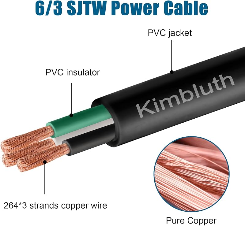 Cable extensión eléctrico SJTW 6/3 calibre 10 pies