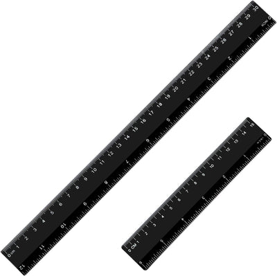 Regla plástico 12x6 pulg 2 Pzas negro