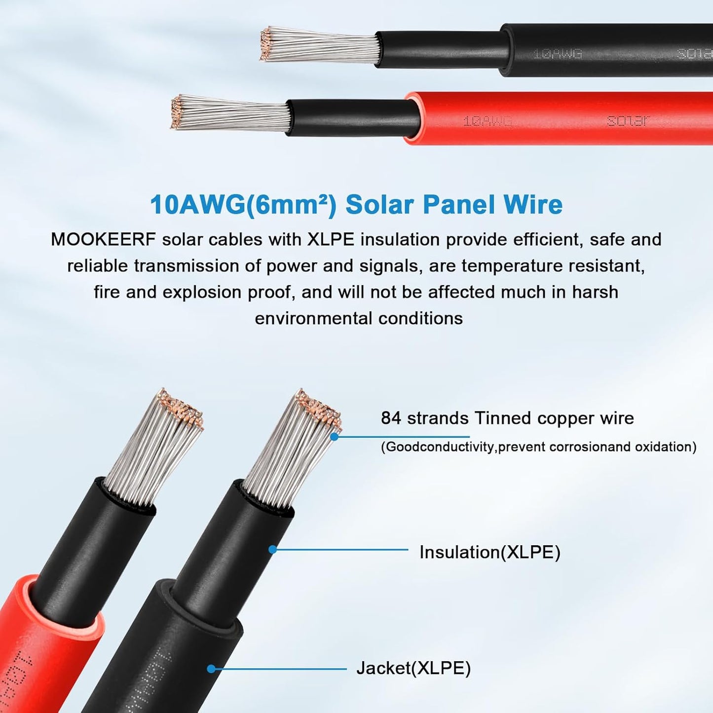 Cable solar 10 AWG 20pies con conectores RV y hogar