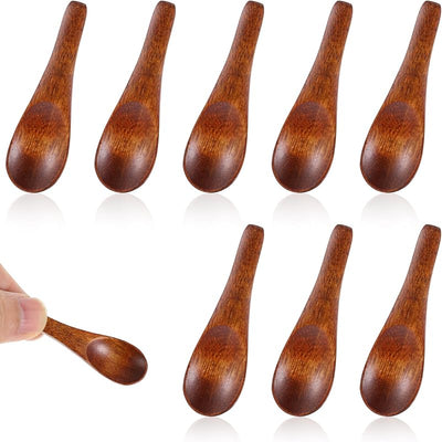 8 Cucharas Madera Pequeñas para Especias y Salsas