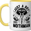 Taza Cerámica Mothman Criatura Legendaria Amarillo Blanco