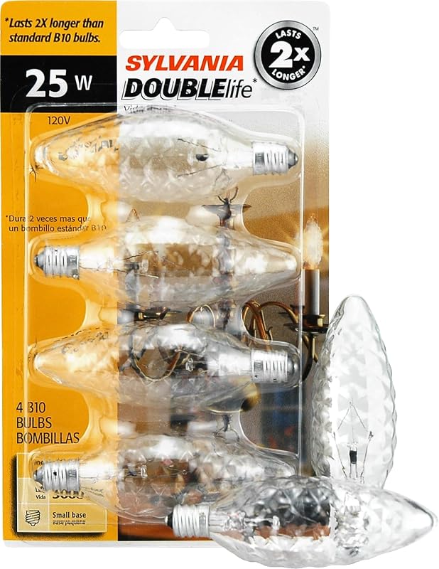4 B10 Bombilla Candelabra 120V 25W Cristal Caliente