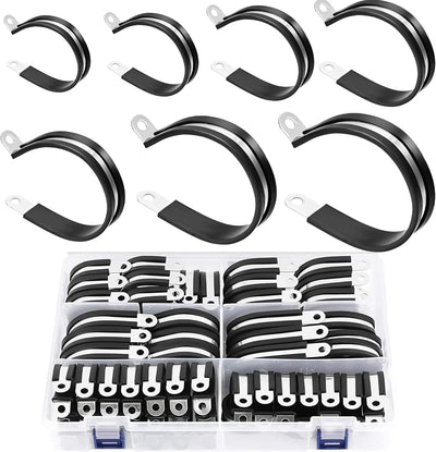 Kit 56 abrazaderas acero inox goma 3/4 a 2pulg
