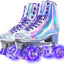 Patines mujer piel sintética holográfica 4 ruedas