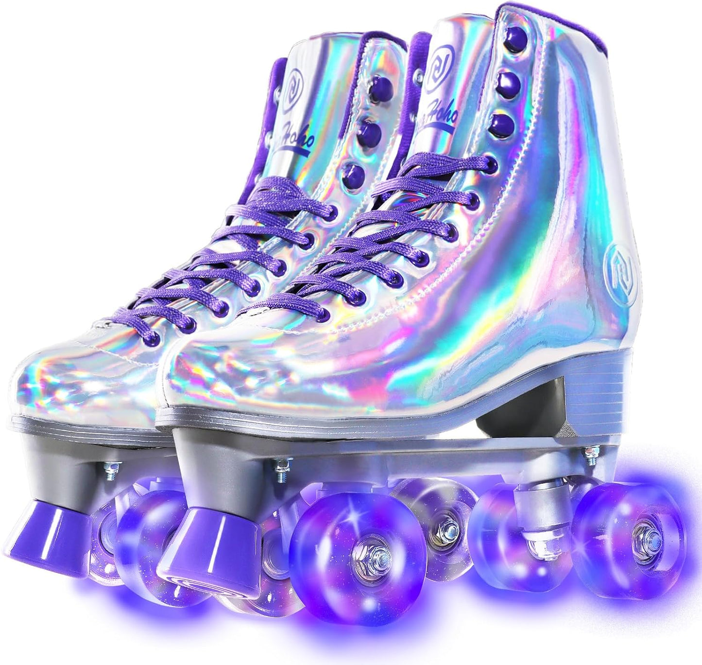 Patines mujer piel sintética holográfica 4 ruedas