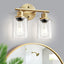 Lámpara baño E26 2 luces oro cepillado vidrio transparente