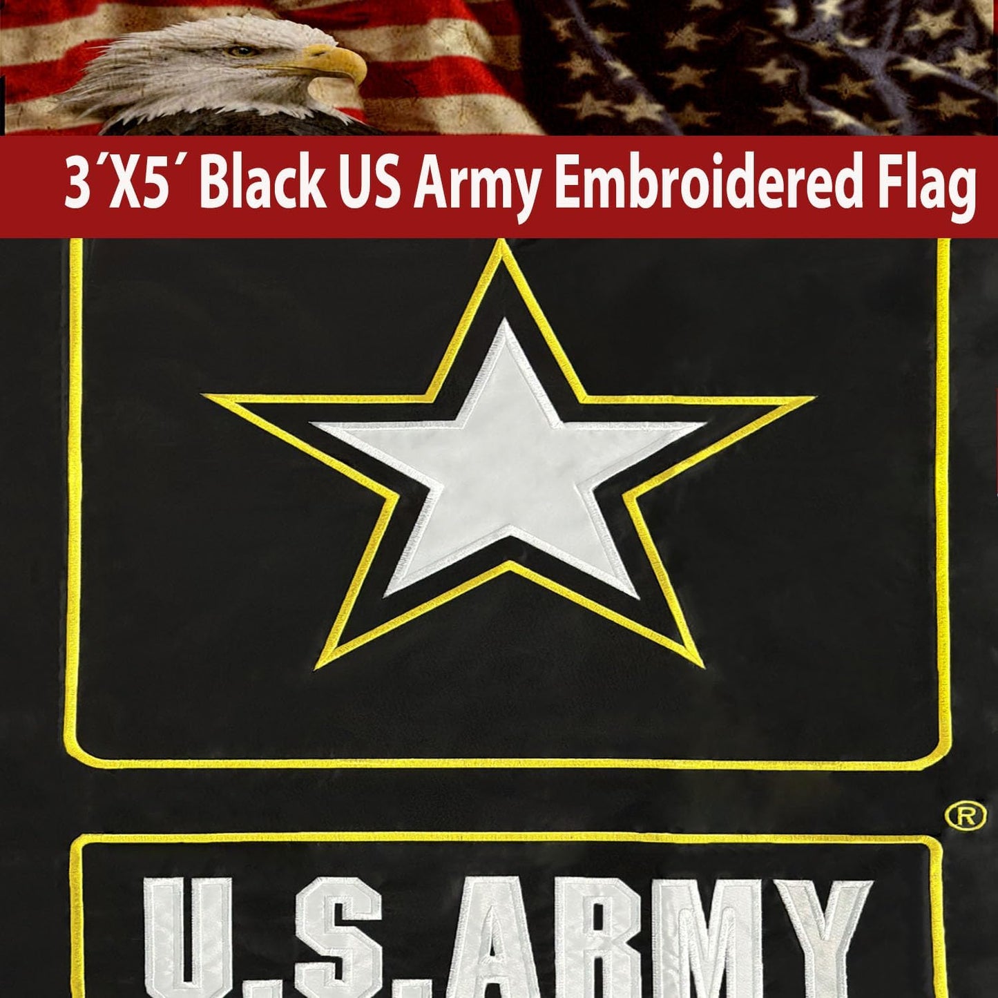 Banderas militares negras 3x5" doble cara nailon 340D
