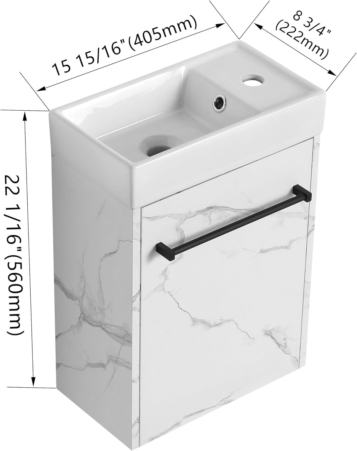 Armario tocador baño 16" puerta cierre suave blanco