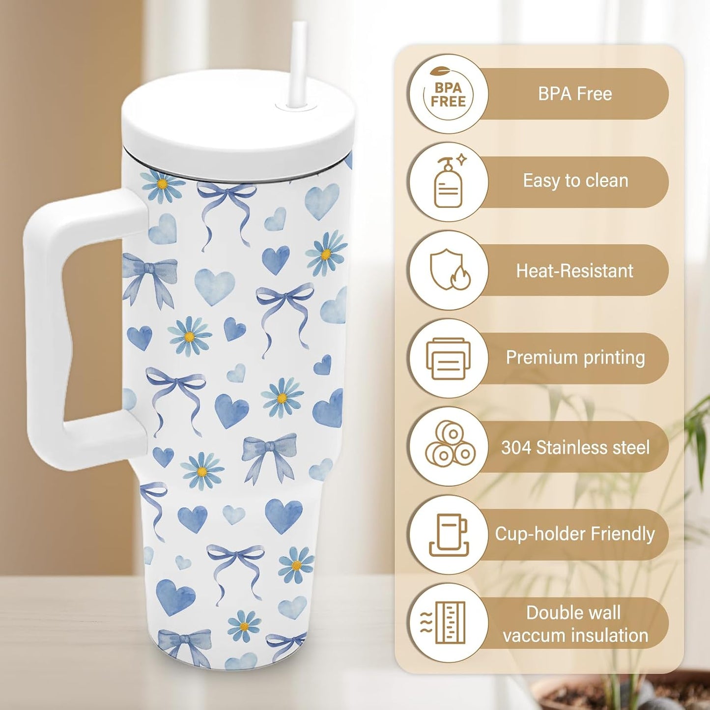 Vaso aislado azul con lazo regalo Navidad mujer