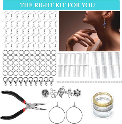Kit joyería 1200 cuentas cristal alicates ganchos cierre alambre