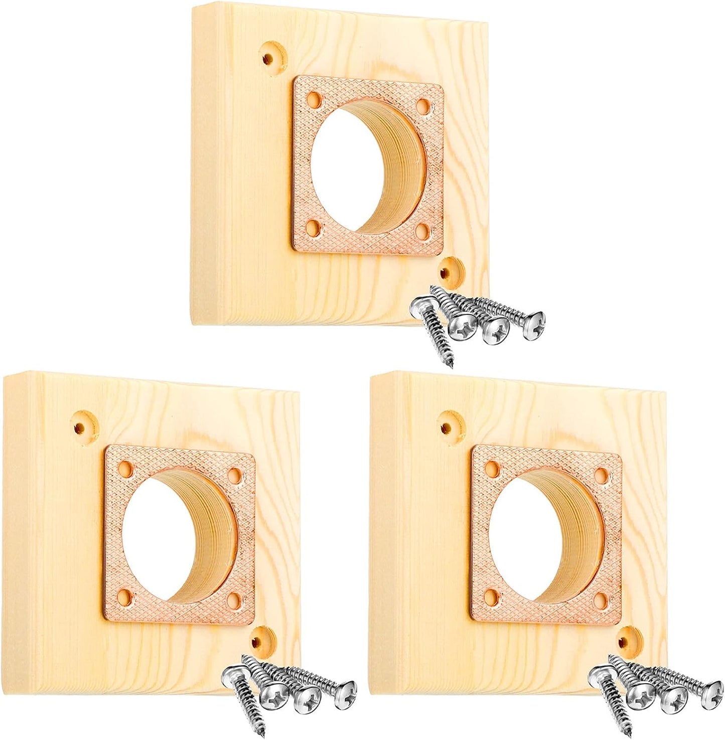 3 Pzas Protector Agujero Casa Pájaro Madera Cobre 1 1/2