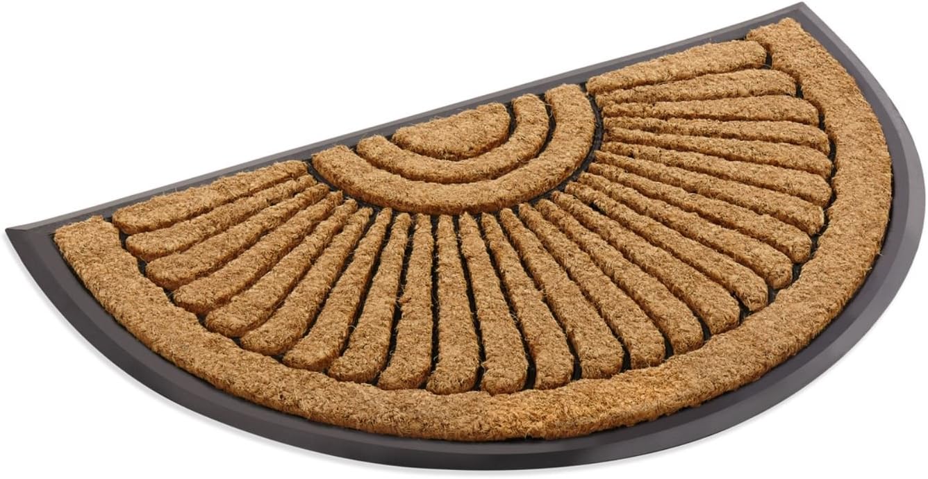 Felpudo semicircular fibra coco 18x30pulg antiderrap