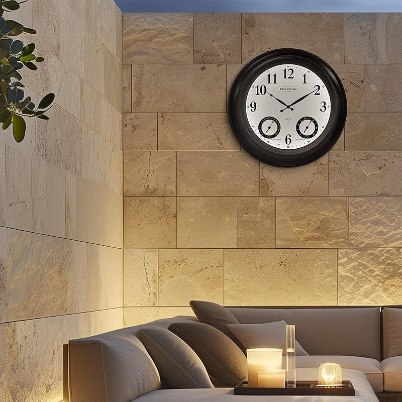 Reloj termómetro higrómetro metal 24pulg