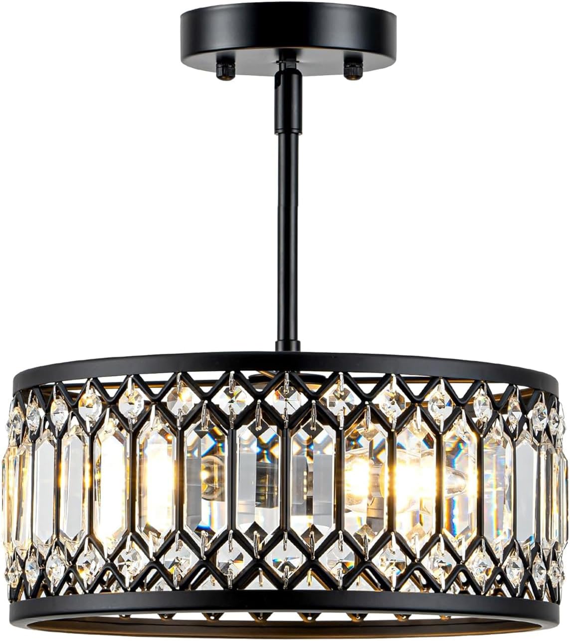 Lámpara techo moderna de cristal negra 3 luces 12.2pulg