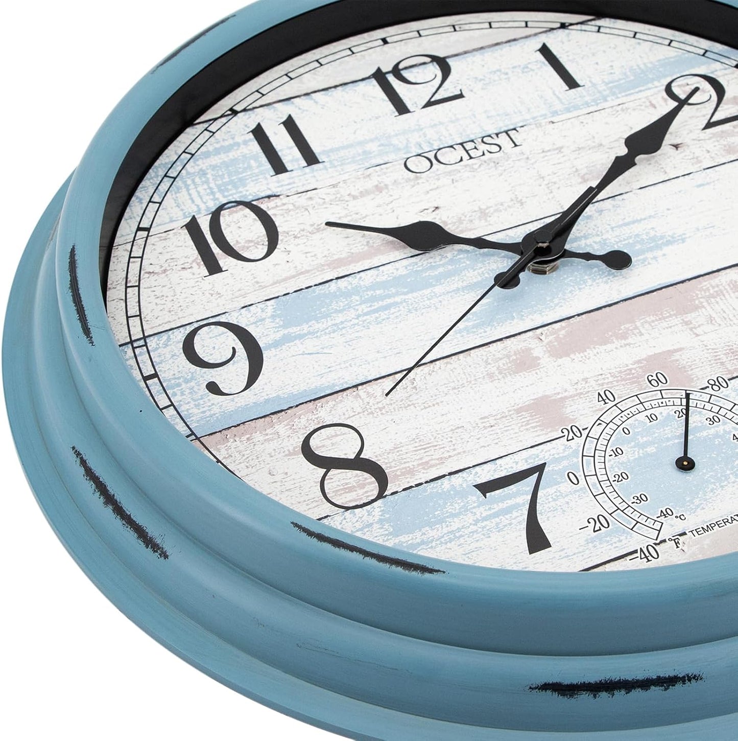 Reloj pared 16pulg exterior interior termómetro sin tictac