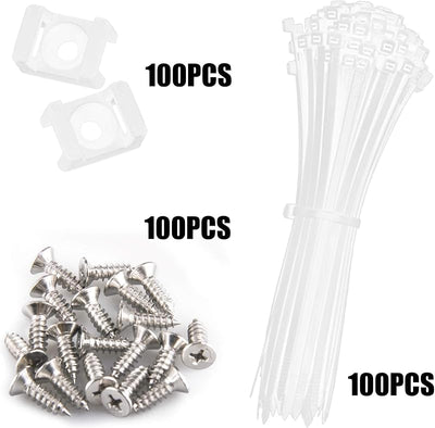 100 Pzas Soporte Cables S de Rosca Profunda Blanco