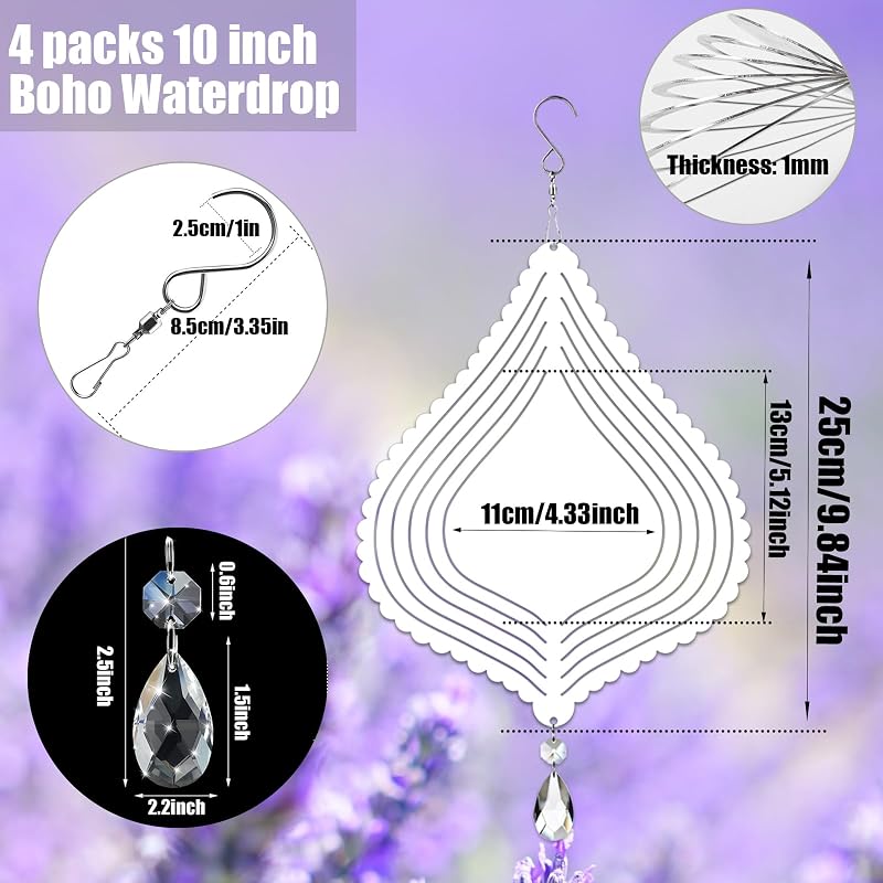 Hilanderos Viento 10pulg Metal Aluminio 3D Jardín