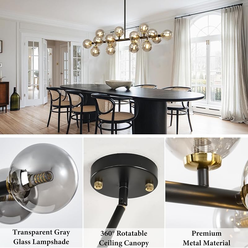 Candelabro moderno 39pulg 16 luces burbujas cristal