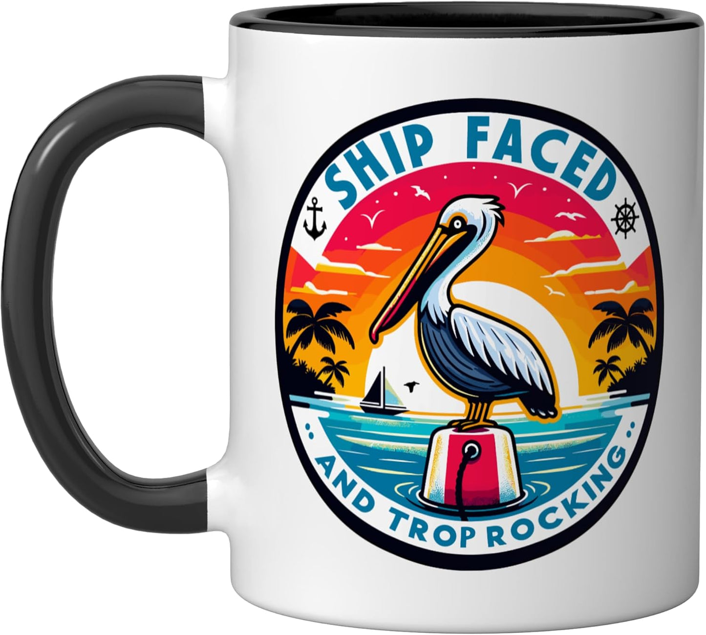 Taza Cerámica para Náutico Negro/Blanco