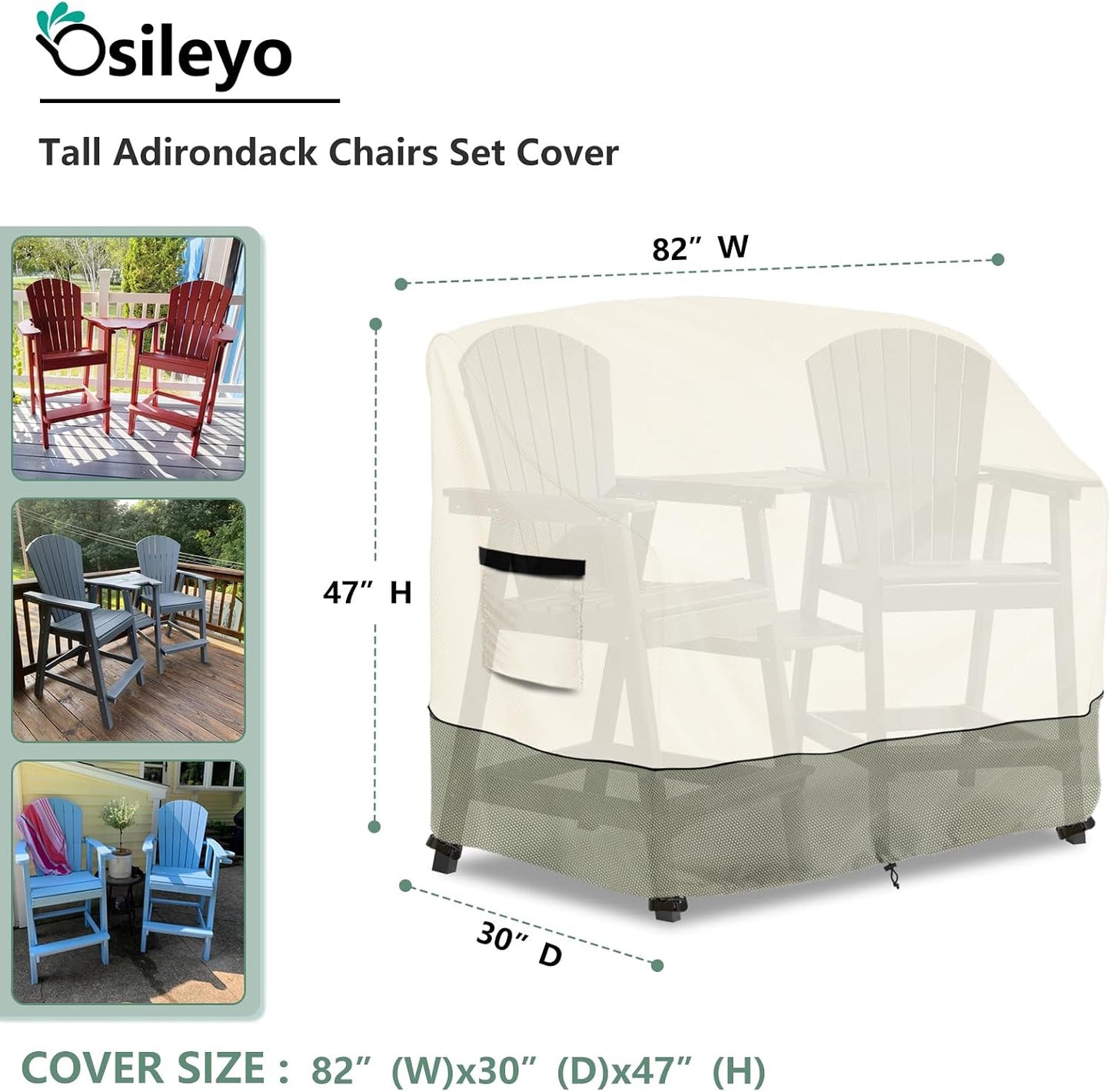 Set sillas altas Adirondack polietileno con bandeja