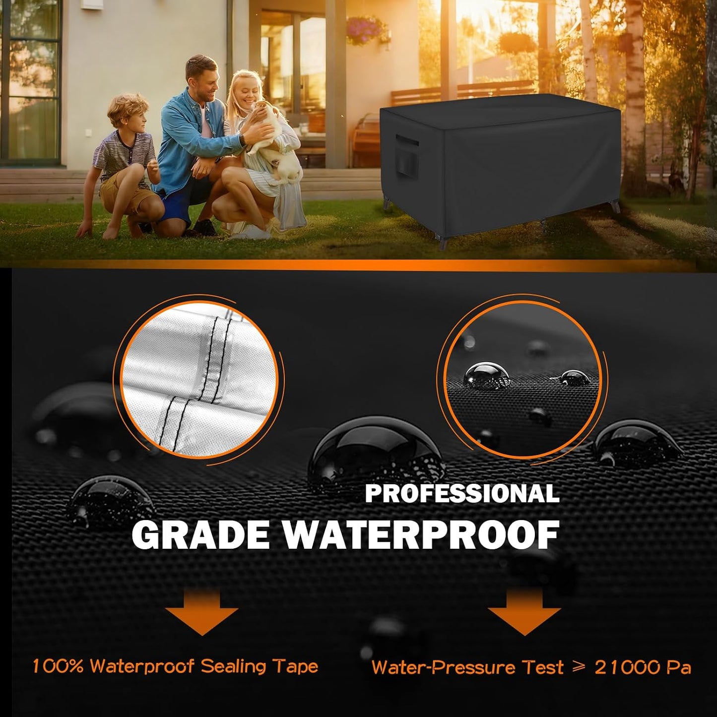 Funda mesa patio impermeable UV 72x44x23" UPF 50