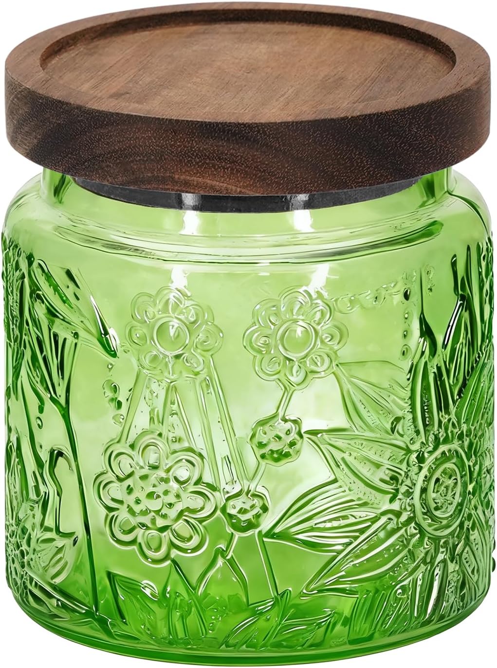 Tarro cristal vintage con tapa madera para azúcar té galletas