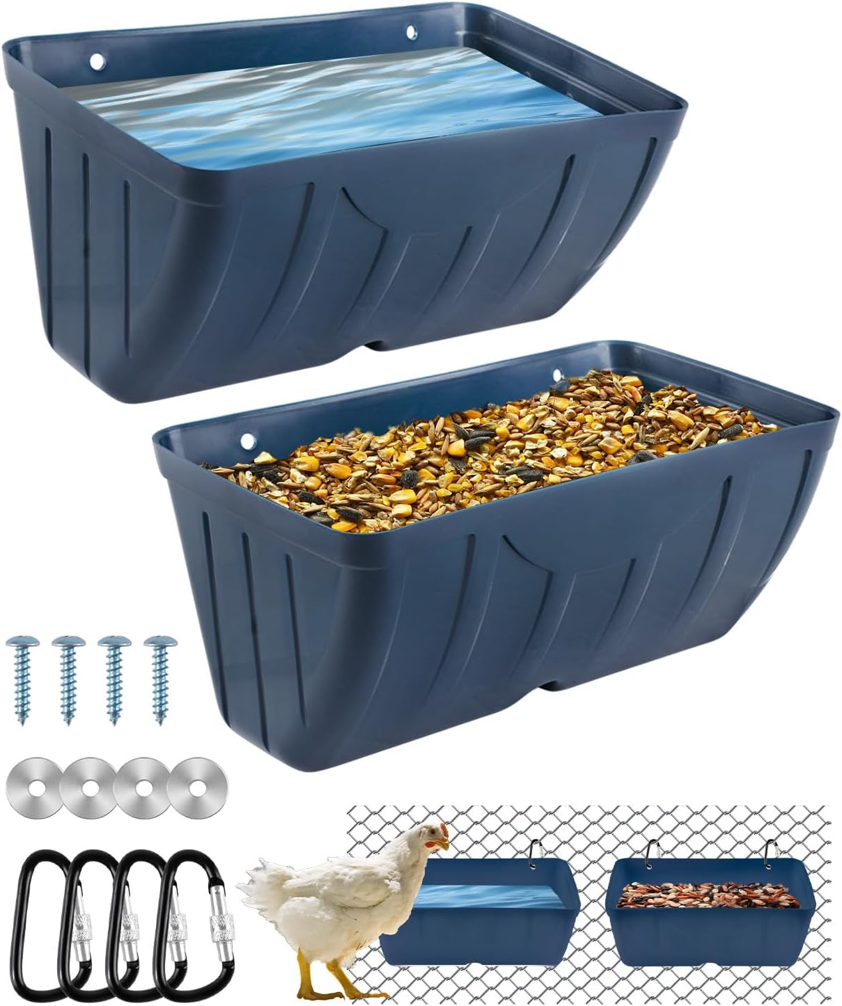Comederos y bebederos para patos y aves colgantes con clips