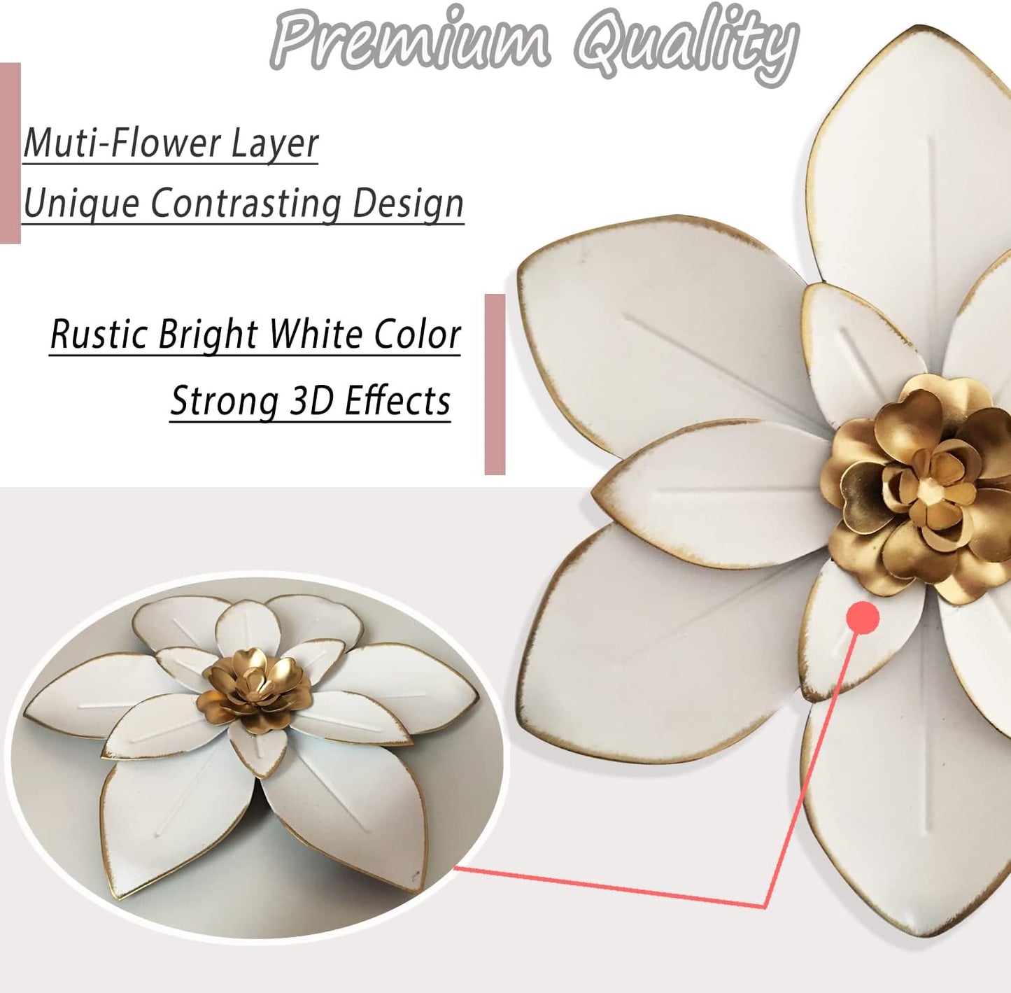 Escultura floral hierro envejecido 10" decoración pared