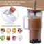 Vasos vidrio acanalados con tapa popote bambú 24oz