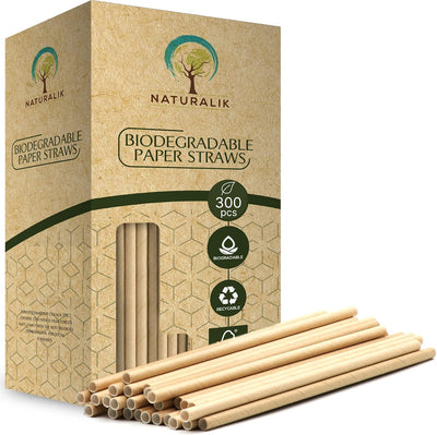 300/1000 Pajitas Papel Marrón Biodegradables Sin Toxinas