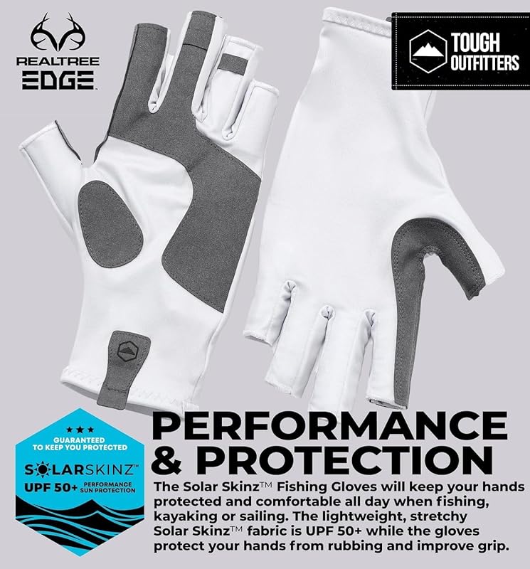 Guantes pesca sin dedos UV UPF 50 agarre reforzado