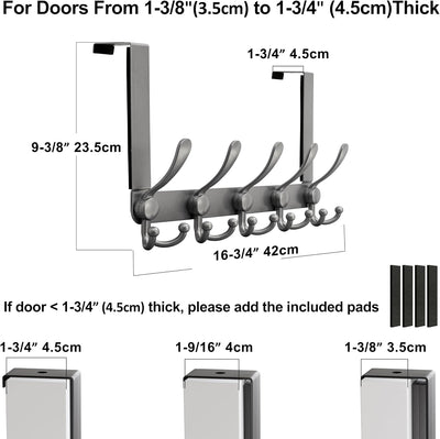 Gancho puerta acero inox 5 tri-ganchos simplestrong gris