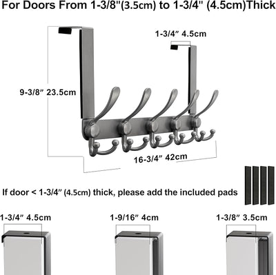 Gancho puerta acero inox 5 tri-ganchos simplestrong gris