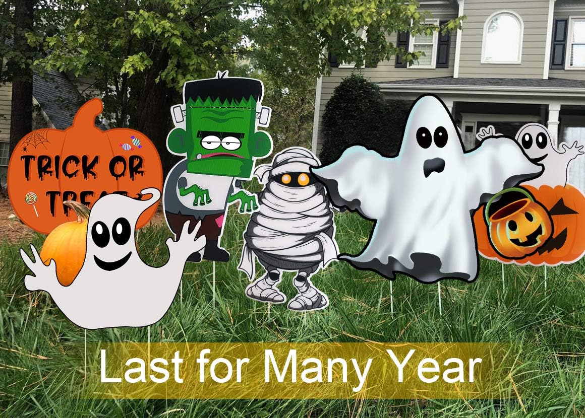10 Letreros Halloween Fantasma Monstruo Estacas Césped