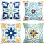 4 Fundas Almohada Impermeables Estampado Floral 18x18" Azul