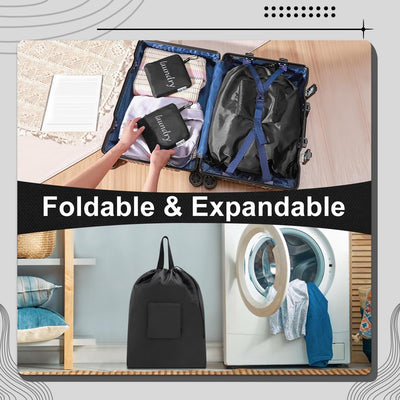 Bolsa lavandería viaje con asas para ropa sucia negro