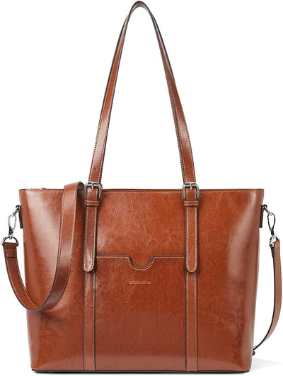 Bolso cuero mujer laptop bolsa hombro maletín vintage 15.6pulg