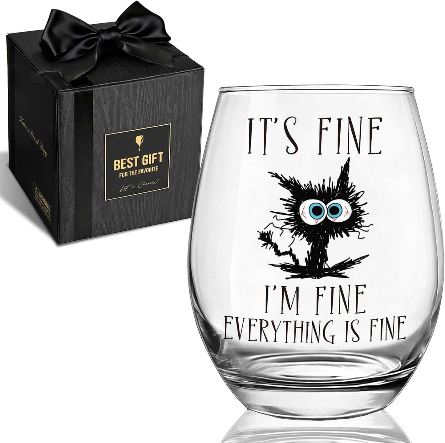 Copa vino texto inglés regalo amantes gatos motivacional