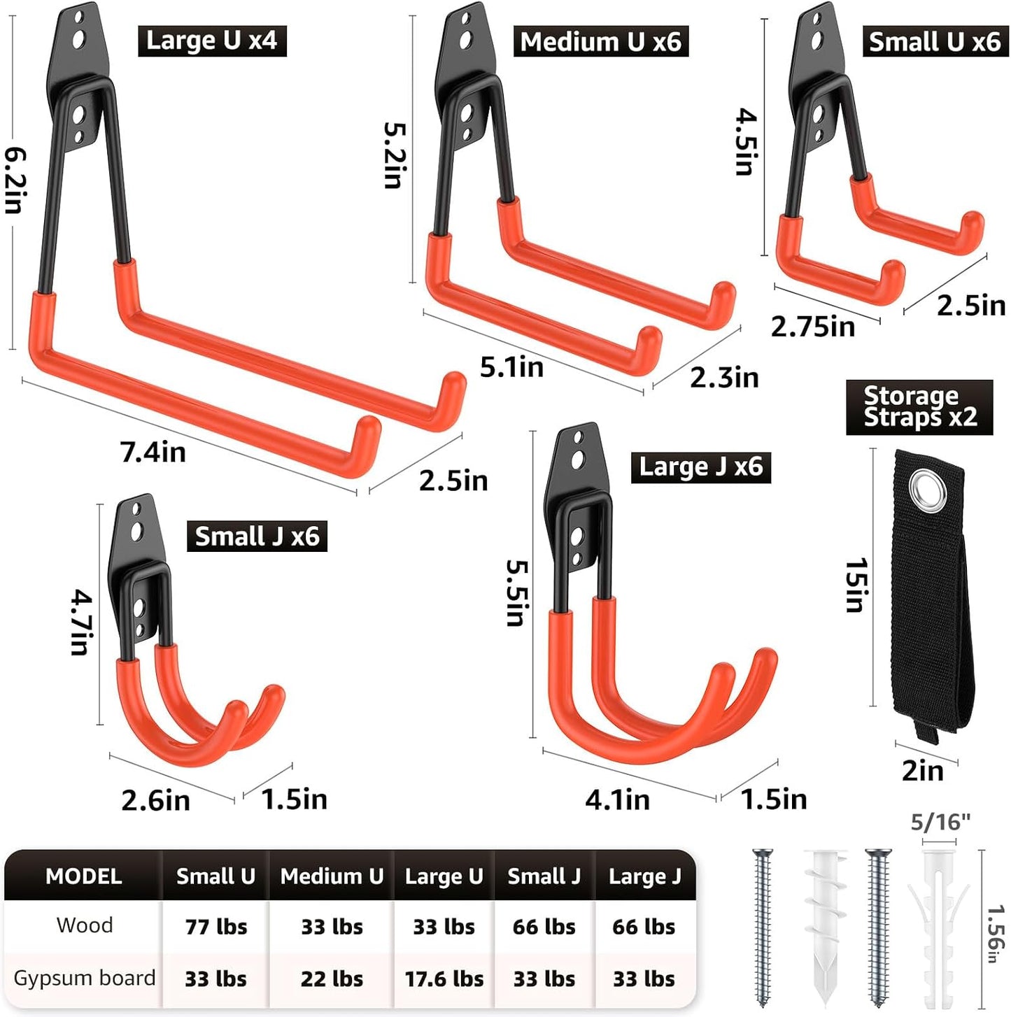 30 Ganchos Acero Antiderrap para Bicicletas y Escaleras