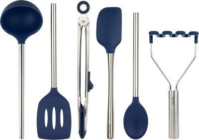 Set 6 Utensilios Silicona Cucharón Espátula Triturador