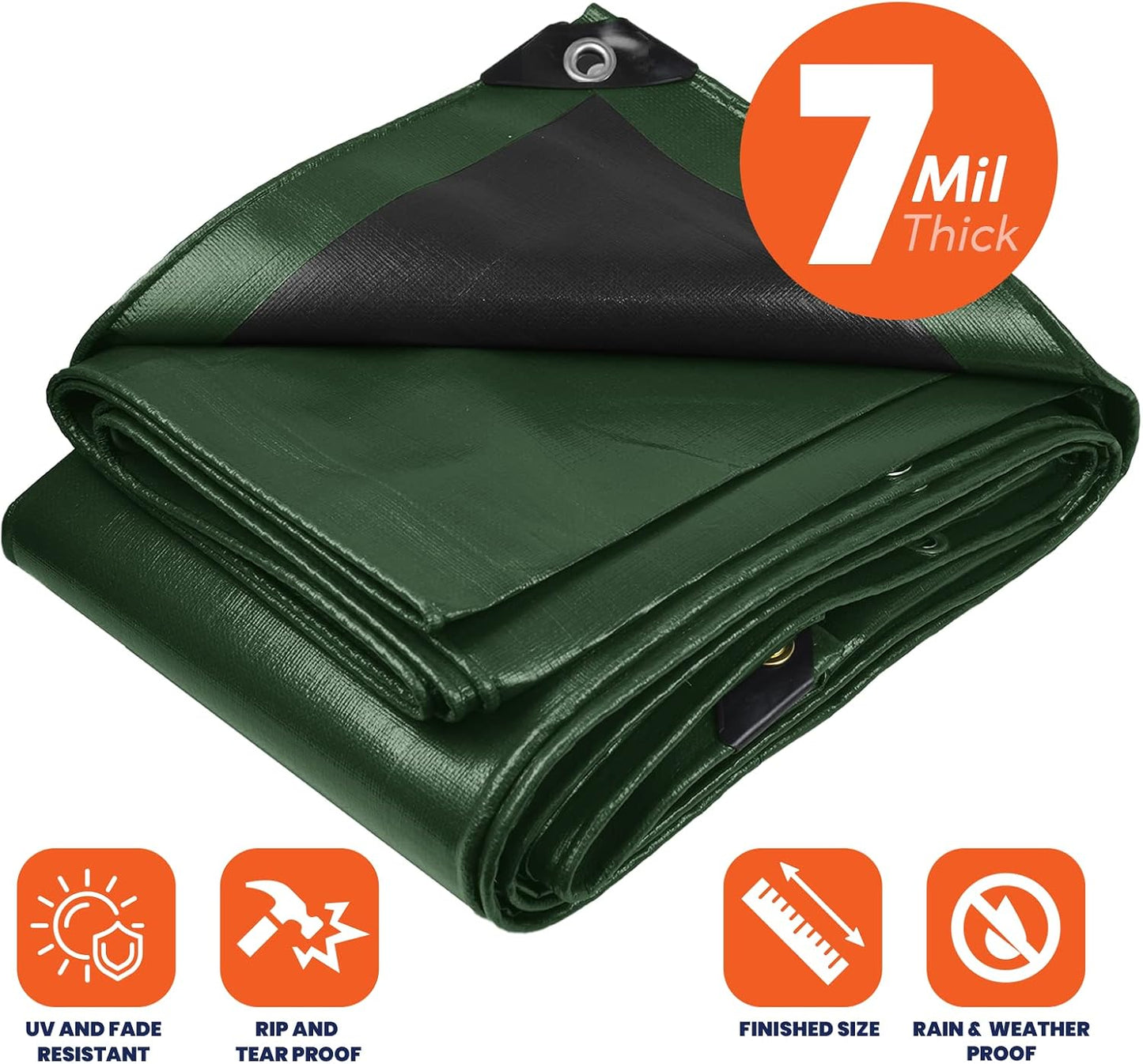 Lona polietileno 7mm impermeable UV 9x12ft verde/negro