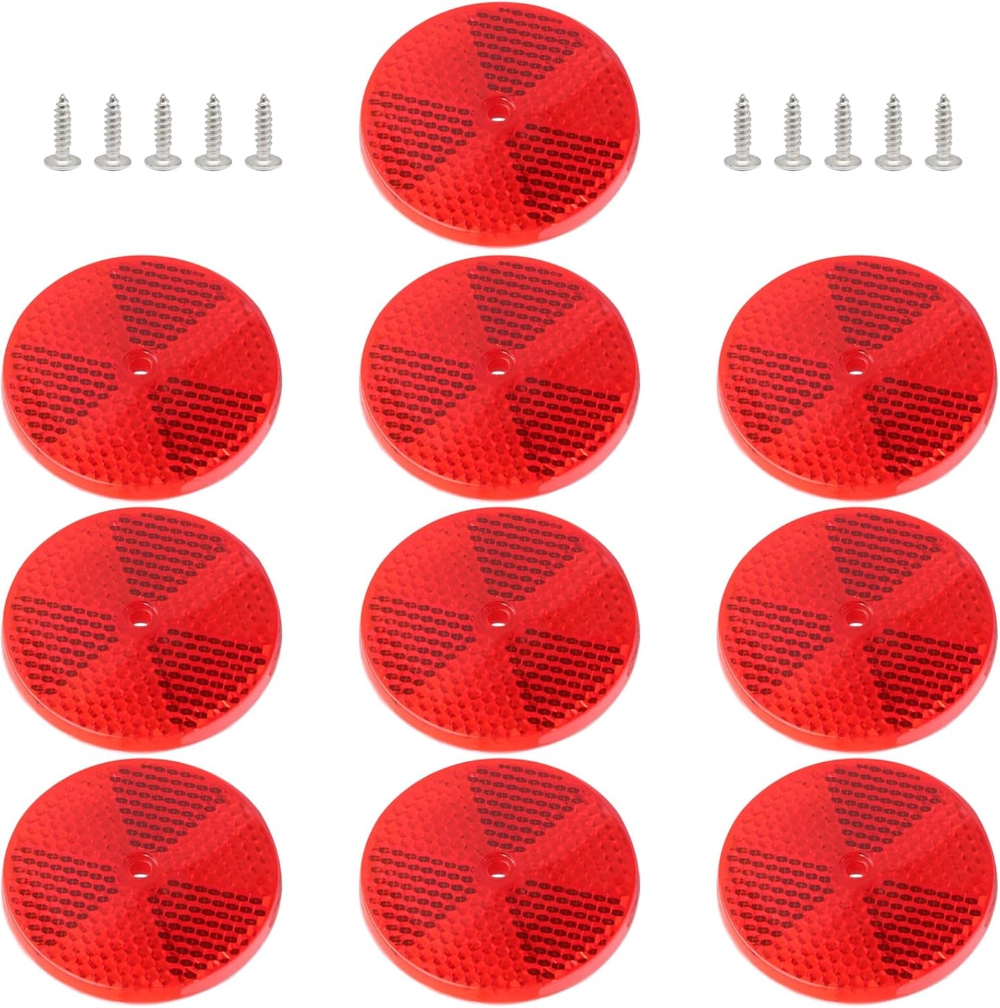 10 Reflectores Redondos Delanteros Rojos para Automóviles y Barcos