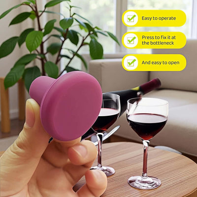 8 Tapones Silicona Vibrante para Vino Herméticos Multicolor