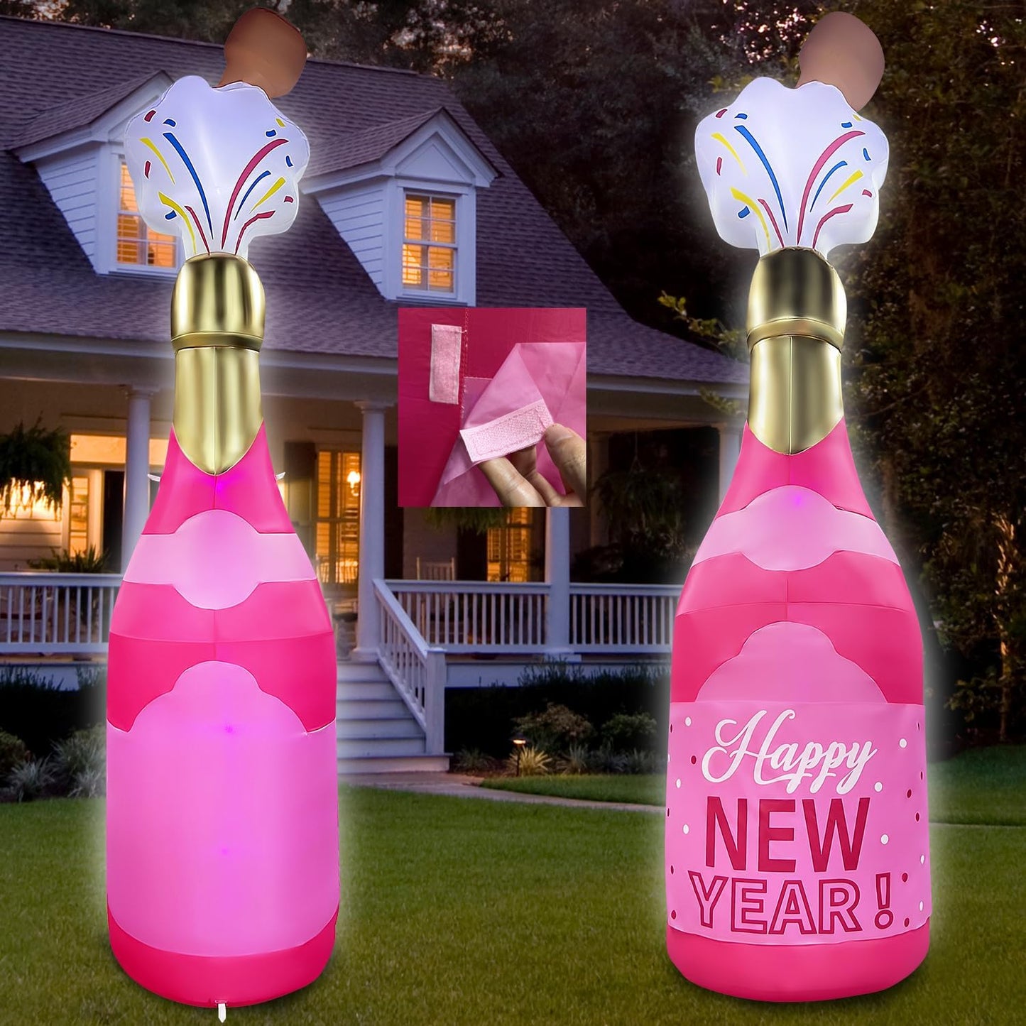 Inflable botella champán 12ft con LED para fiestas