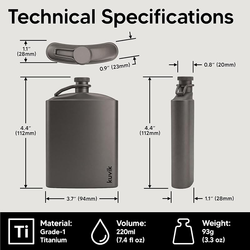 Termo titanio 7.4oz ultraligero para mochileros