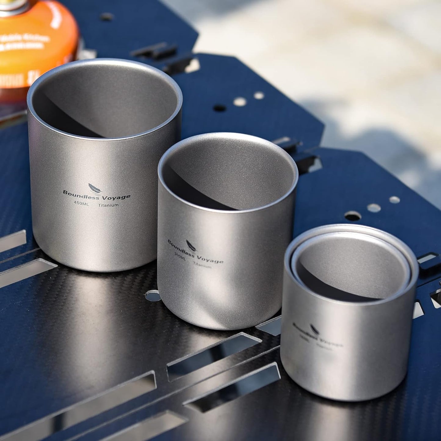 Taza titanio doble pared 6.1-15.2oz ultraligera camping